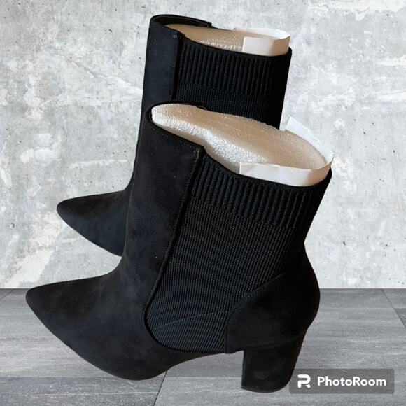 NWB Black Stretchy Pull on Sock Boots Size 9 - Picture 3 of 11